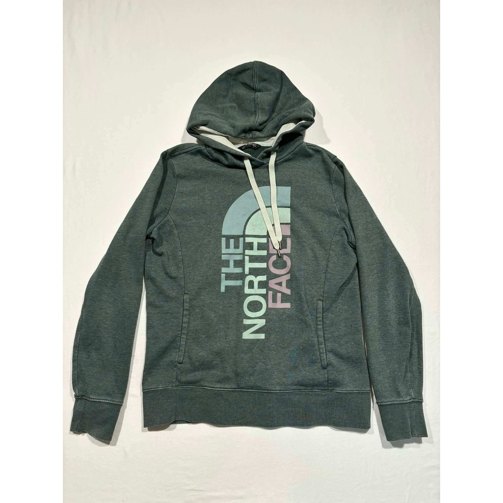 The North Face Womens Hoodie Green Pastel Logo Sweatshirt Medium